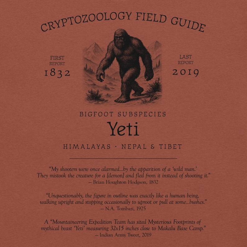 Yeti Bigfoot Shirt – Black and White Abominable Snowman Tee for Winter Lovers, Cryptid Hunters, and Mythical Mountain Monster Fans