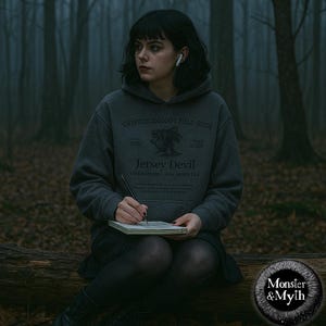 Jersey Devil Hoodie Unisex Cryptid Sweatshirt Featuring Pine Barrens Legend Horror Folklore Apparel for Monster & Urban Legend Fans