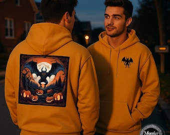 Halloween Cryptid Hoodie Jersey Devil Pumpkin Patch Predator Graphic Sweatshirt Spooky Monster Folklore Apparel