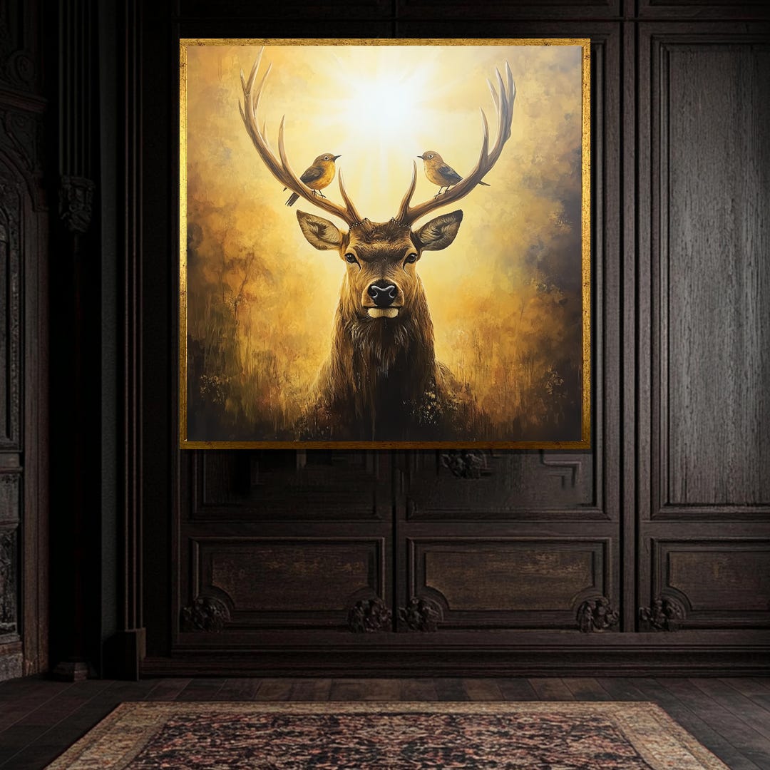 Brig ’misty Morning Stag’ Canvas Painting – Majestic Deer With Grand ...