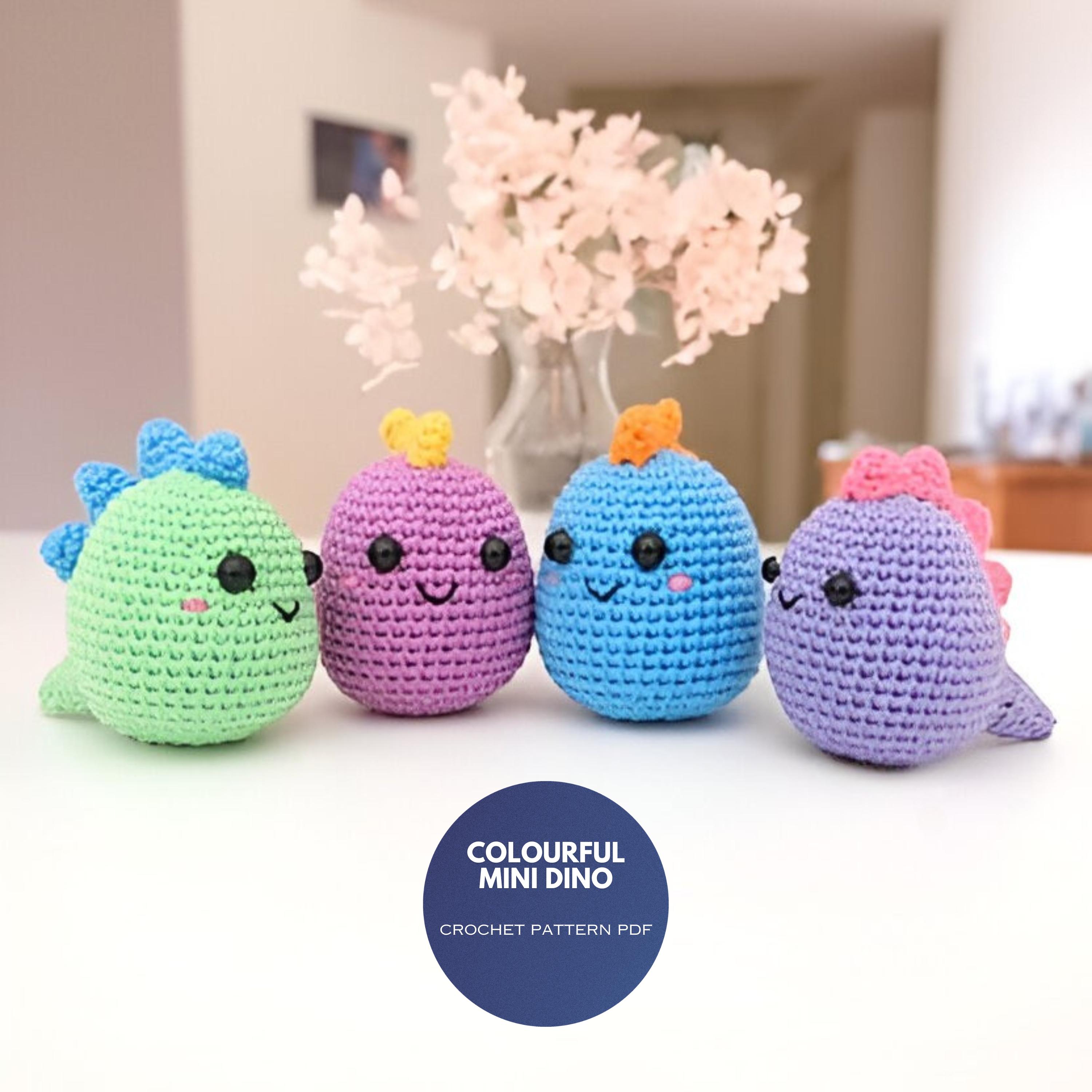 Colorful Mini Dino Crochet Pattern with Sewing