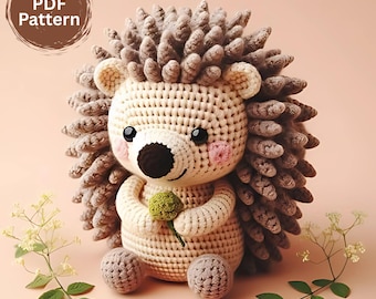 Niedliches Igel Häkelmuster PDF – Low Sew Amigurumi Spielzeug, Mini Kuscheltier, Babyshower Geschenk, Anfängerfreundliche DIY Häkelanleitung