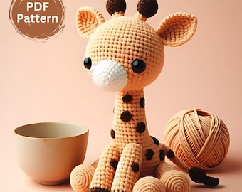 Giraffe Crochet Amigurumi Easy Pattern for Beginners, Plushie DIY (PDF Tutorial)