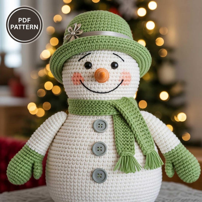 Create a cute DIY snowman toy with this easy beginner amigurumi crochet pattern PDF for handmade gifts and decor