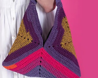 Granny Square Tote Tas Haakpatroon PDF – DIY Schoudertas, Boho Haak Tas Tutorial, Haak Portemonnee Patroon voor Beginners & Makers