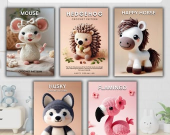 Amigurumi Crochet Pattern Bundle: Beginner-Friendly DIY Plushie Animals (PDF Download)