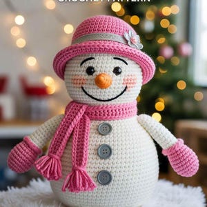 Handmade snowman crochet toy PDF pattern for beginners, DIY Amigurumi tutorial, perfect for gifts, nursery, or decor