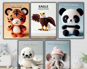 Pack de Patrones de Ganchillo Amigurumi para Principiantes – Tutorial PDF de Animales Tiernos, Muñeco con Pocas Costuras, Regalo Fantasía