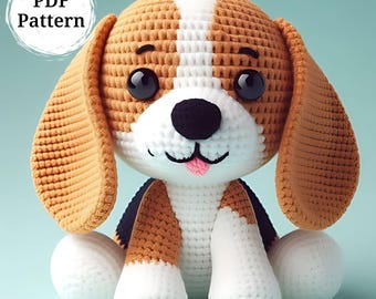 ビーグル犬のミロのかぎ針編みパターン：あみぐるみの子犬（PDF