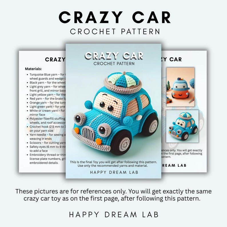 Crochet Crazy Car Amigurumi Pattern PDF – Handmade Toy Gift Tutorial - Etsy