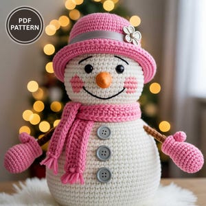 Amigurumi Snowman crochet pattern tutorial PDF, beginner-friendly DIY toy for handmade gifts, nursery, or winter decor