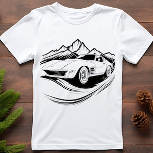 スポーツカーのスケッチ Clipart PNG, レースカー Cricut 用, 車の Clipart, デジタルダウンロード, カスタム Tシャツデザイン