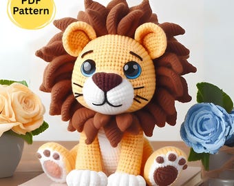 Amigurumi Leeuw Haakpatroon PDF – Makkelijk DIY Dier Haken, Schattig Knuffelpatroon voor Beginners, Mini Leeuw Cadeau Idee