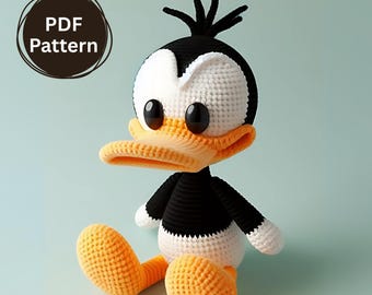 Patrón de Crochet Daffy Duck PDF – Amigurumi para Principiantes, Regalo de Baby Shower, Juguete de Pato DIY