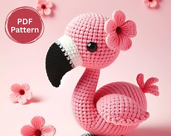 Schema Uncinetto Fenicottero Amigurumi PDF, Giocattolo Uccello Fai da Te, Animale Facile da Uncinetto, Regalo Fatto a Mano