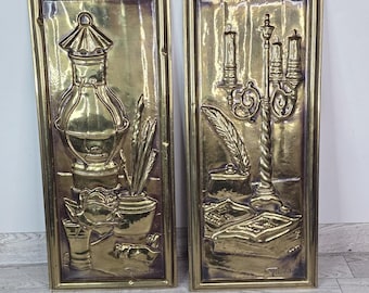 Juego de dos candelabros/jarras de café colgantes de cobre VTG 3D estilo MCM, fabricados en Holanda.