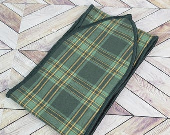 Longaberger Large Handle Cover Tie-Traditions Fabric Green Yellow Plaid