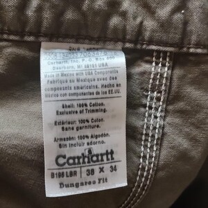 Y2K Carhartt B195 LBR Dungaree Fit Carpenter Double Front Men's Pants VTG 38x34 image 8