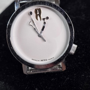 Akteo J.C Mareschal Stainless Steel Watch Dentist France - NEED NEW Battery VTG image 2