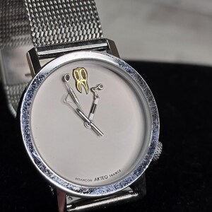 Akteo J.C Mareschal Stainless Steel Watch Dentist France - NEED NEW Battery VTG image 3