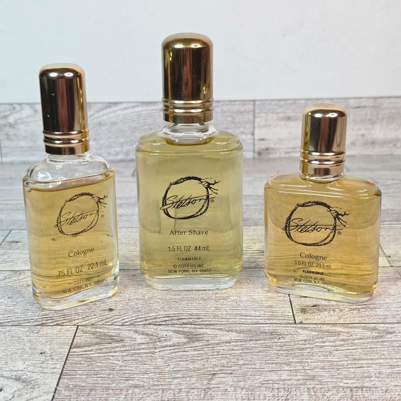 Lot Vintage Stetson Coty 2 Splash Cologne & 1 After Shave Men 1oz, .75oz, 1.5oz image 1