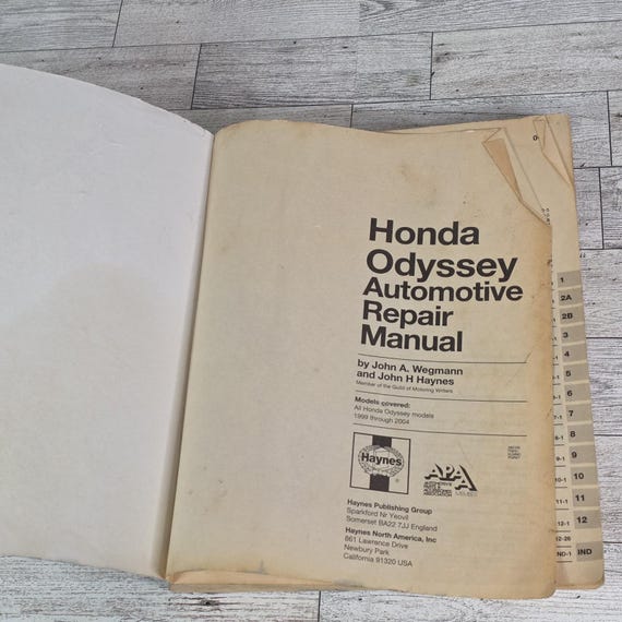 Haynes Repair Manual Book Honda Odyssey 1999-2004 All Models - Etsy