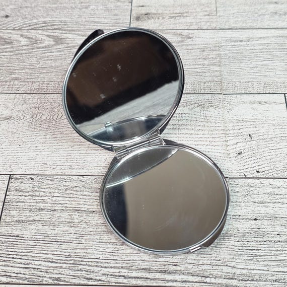 Flapper Art Deco Hinged Round Compact Mirror Make… - image 2