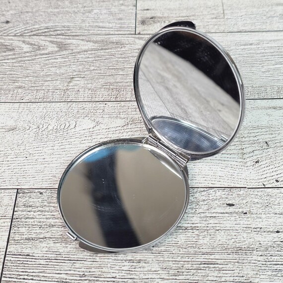 Flapper Art Deco Hinged Round Compact Mirror Make… - image 3