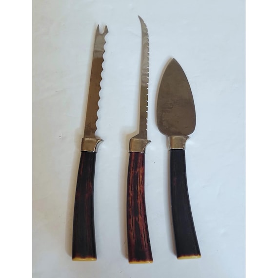 3 Pcs Vintage Amway USA Stainless Hostess Knives Serving Set