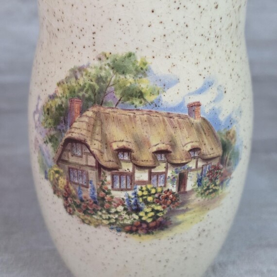 Vintage 1982 Devon Ware Keramik Vase Blumenvase klein signiert J.S Print Desc