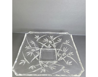 Waterford Crystal Bamboo Kollektion Großes quadratisches Tischgesteck mit Schalenschliff 12"