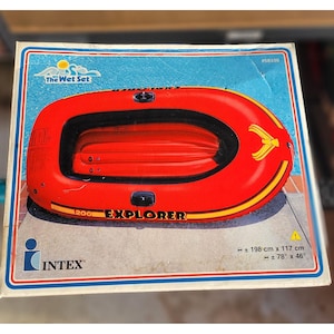 Vintage 1998 The Wet Set Inflatable Two Person Boat Explorer 200 By Intex 78x46&quot;