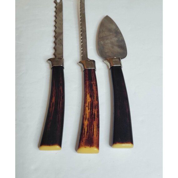 3 Pcs Vintage Amway USA Stainless Hostess Knives Serving Set