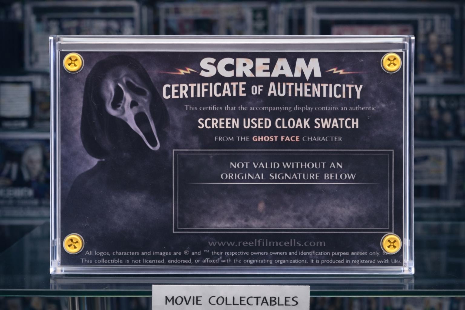 Scream Display Case Screen-used Scream Cloak Swatch – Horror Movie Prop Display With COA - Etsy