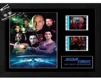 Star Trek The Next Generation film cell display Amazing Cast Signed collectable. With COA