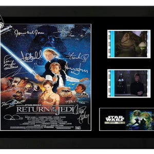 ジェダイの帰還 スターウォーズ フィルムセルディスプレイ 素晴らしいサイン入りコレクターアイテム。COA付き