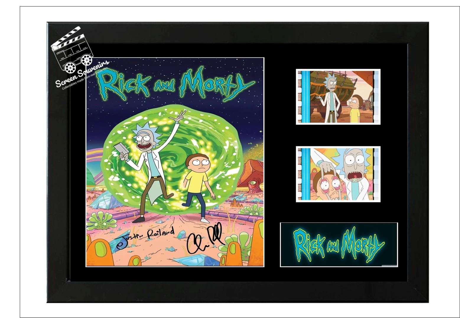 Rick And Morty Film Cell Display Cast Signed Amazing collectable. With COA