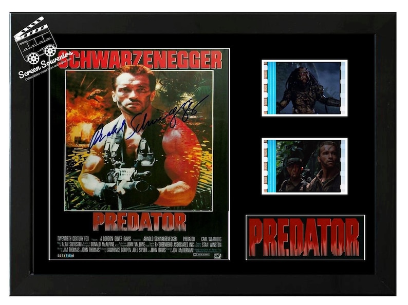 Predator film cell display Amazing Arnold Schwarzenegger Signed collectable. With COA image 1
