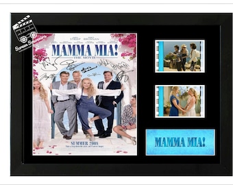 ¡Mamma Mia! Exhibición de fotogramas originales de la película. Elenco firmado. Increíble artículo de colección. Con certificado de autenticidad.