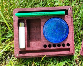 Rolling Tray - crumb tray and accessory holder - rolling papers, grinder, tips, lighter all in one place