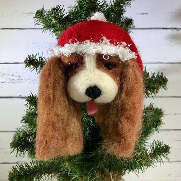 Gefilzter König Charles Cavalier, Wollornament, Weihnachtsschmuck, versandfertig!