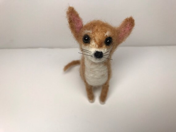 Needle Felted Chihuahua Short Haired Tan Chihuahua Tiny Dog Etsy
