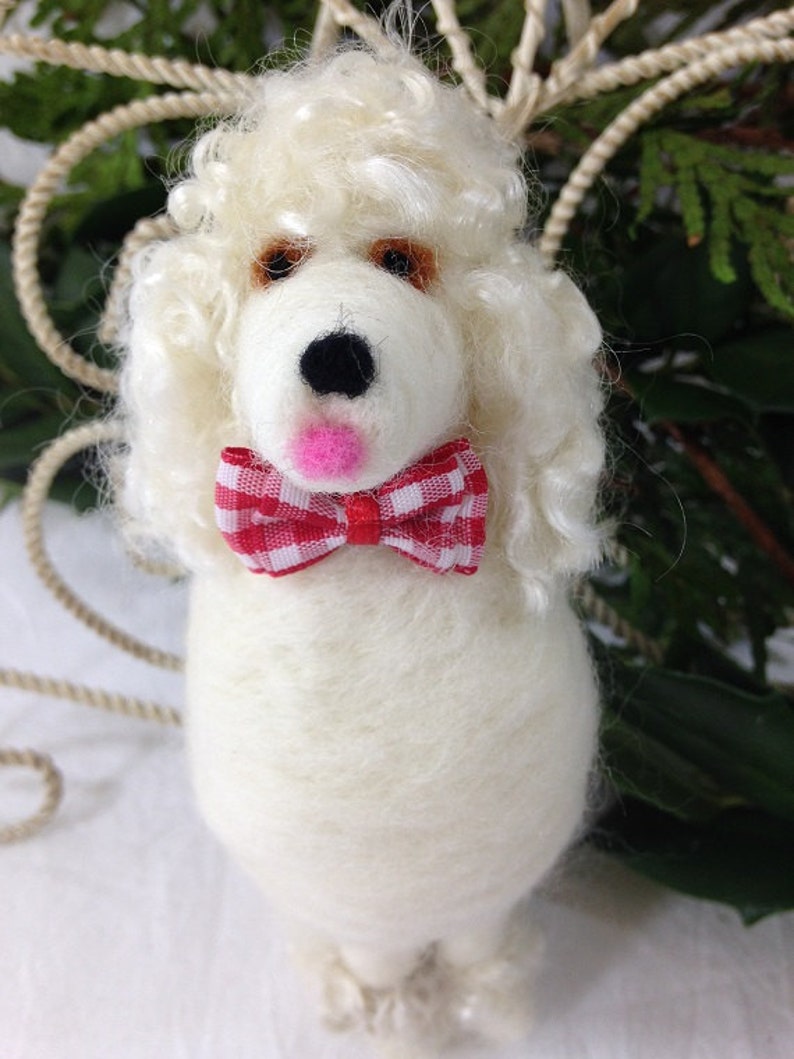 Needle felted poodle wool felt white standard poodle Etsy