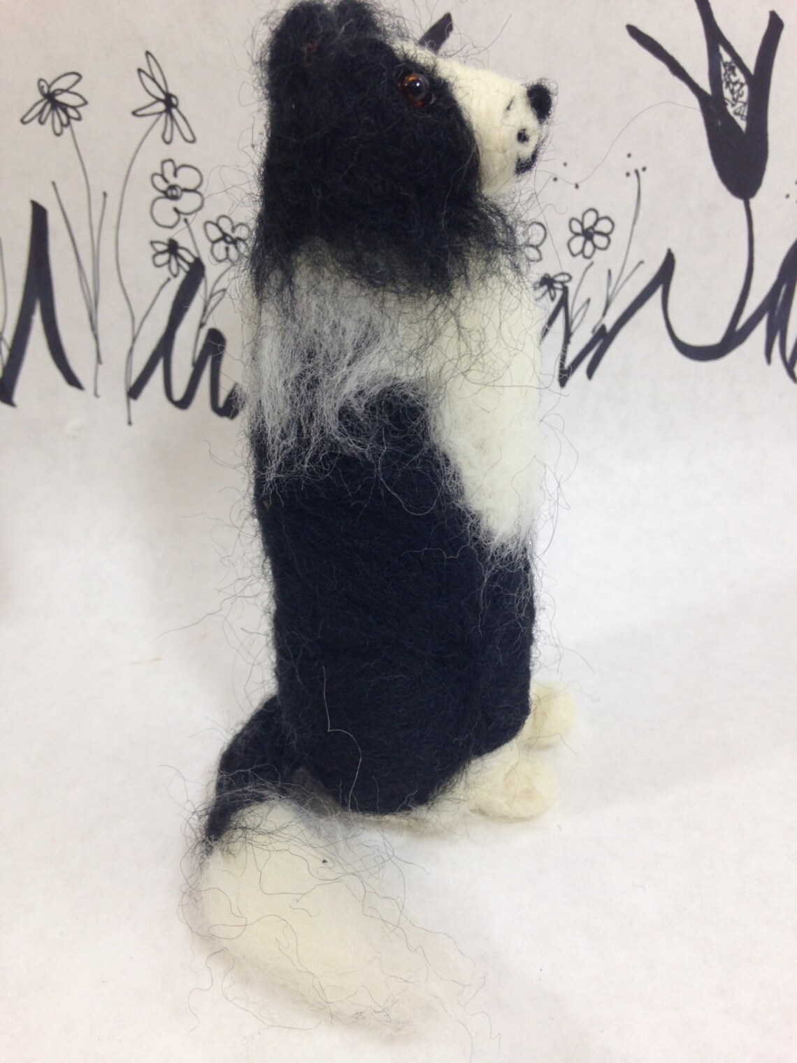 Needle Felted Collie Wool Felt Border Collie Sitting Dog Etsy