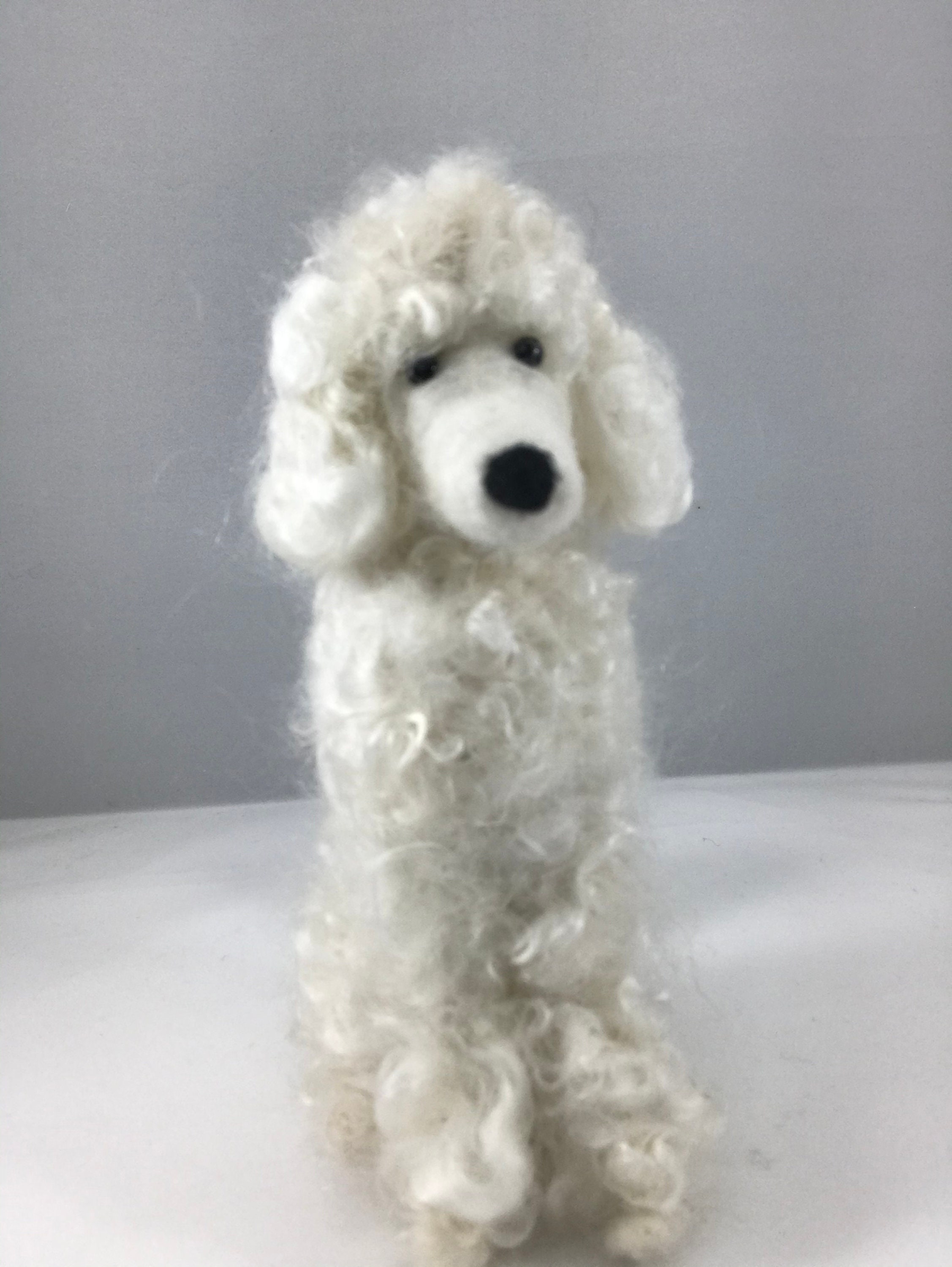 Needle felted poodle wool felt white standard poodle Etsy