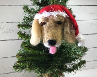 Nadelgefilzter Golden Retriever Weihnachtsornament, versandfertig!