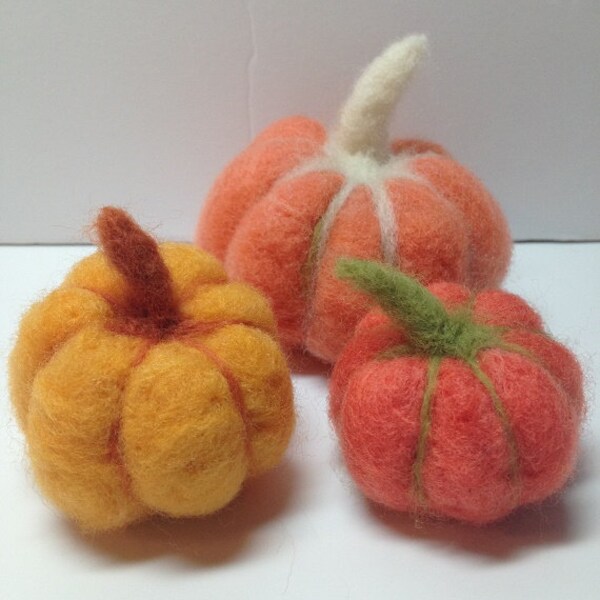 Three Little Needle Felted Pumpkins!