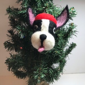 Nadelgefilzter Boston Terrier, Wollfilz Boston Terrier Kopf ornament, versandfertig!