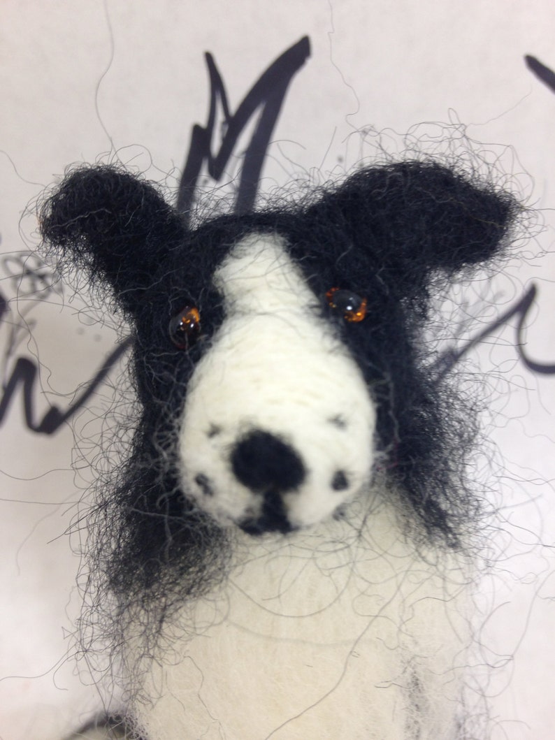 Needle Felted Collie Wool Felt Border Collie Sitting Dog Etsy