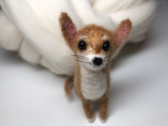 Needle Felted Chihuahua Short Haired Tan Chihuahua Tiny Dog Etsy